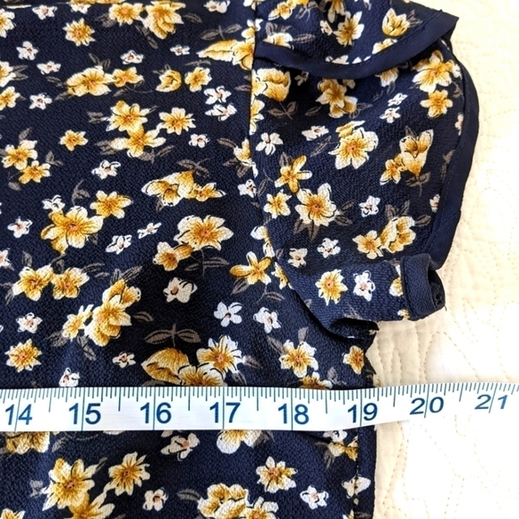 KEBUNUO Navy Blue Asian Style Short Sleeve Top XL/ M - Picture 11 of 12